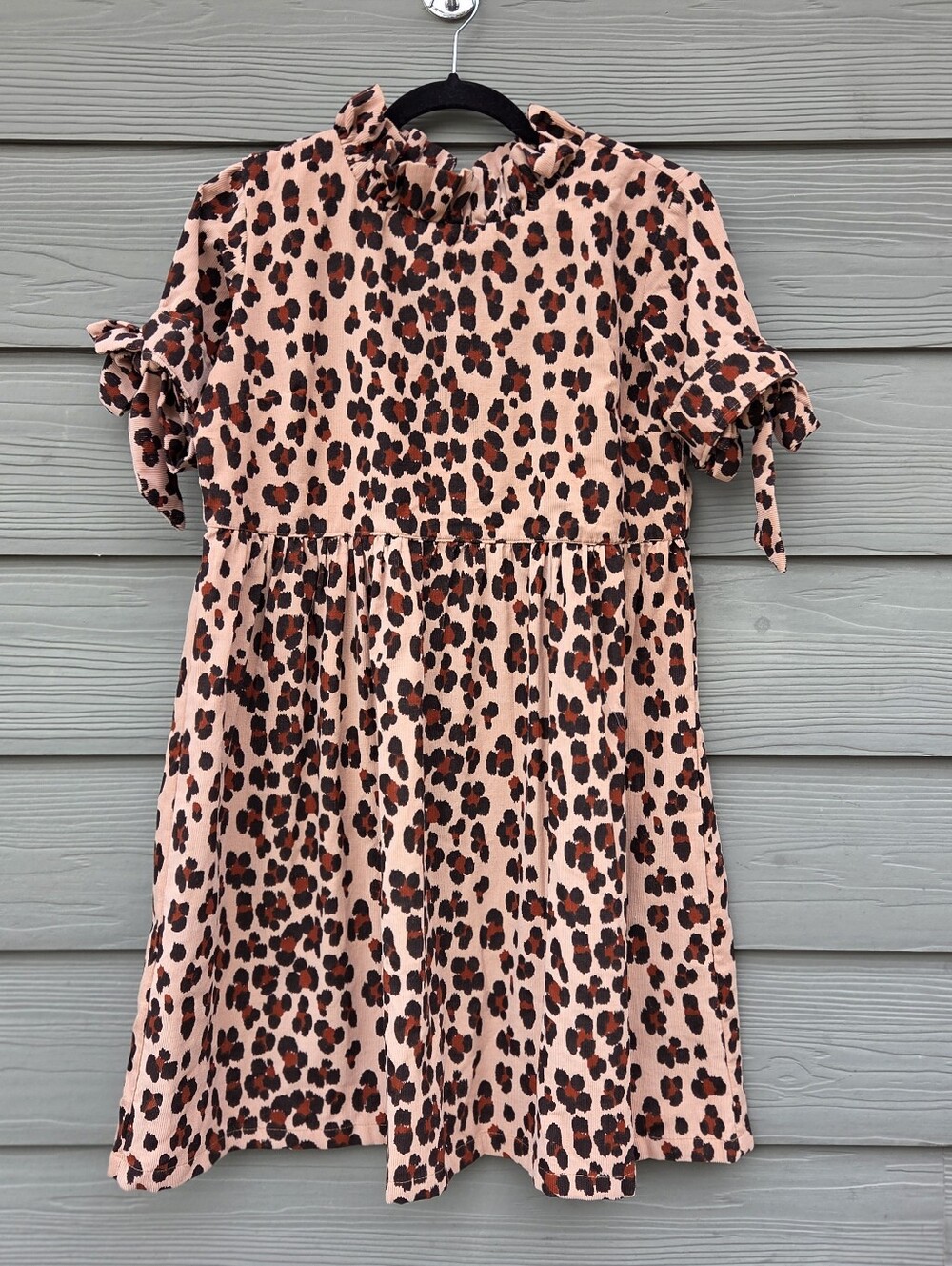 Elizabeth Wilson Leopard Print Corduroy Dress M